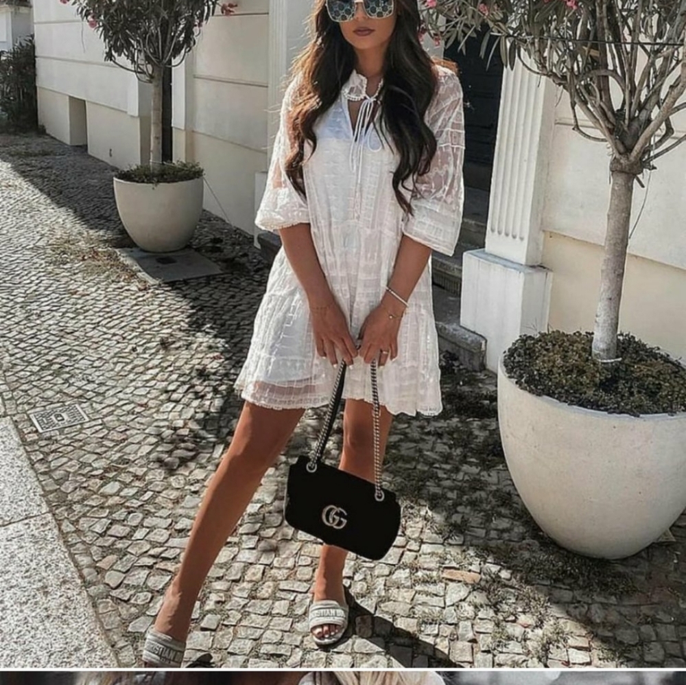 Zara embroidered white dress